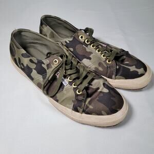 Superga Camouflage Vans Style Canvas Sneakers Women 8.5 Army Camo Walking Casual
